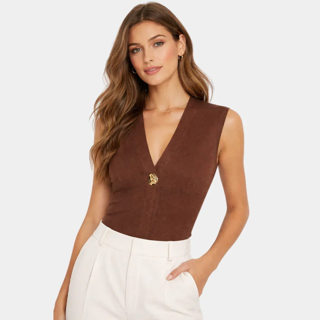 Félicie | Gilet in maglia con scollo a V e bottoni