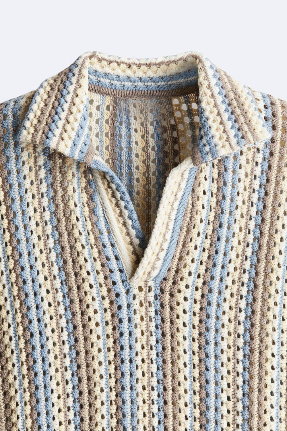 Polo leggero in crochet a righe