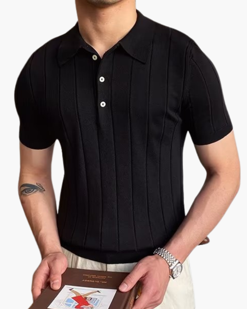 Ian | Polo in maglia a vestibilità slim da uomo, stile business casual con motivo in rilievo