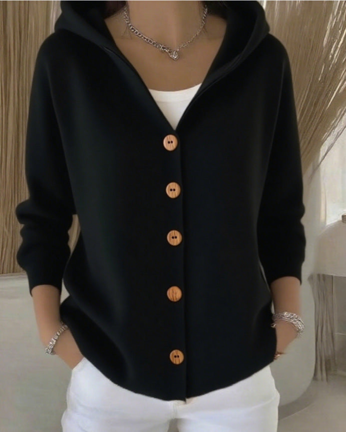Merel | Cardigan in maglia con cappuccio e bottoni