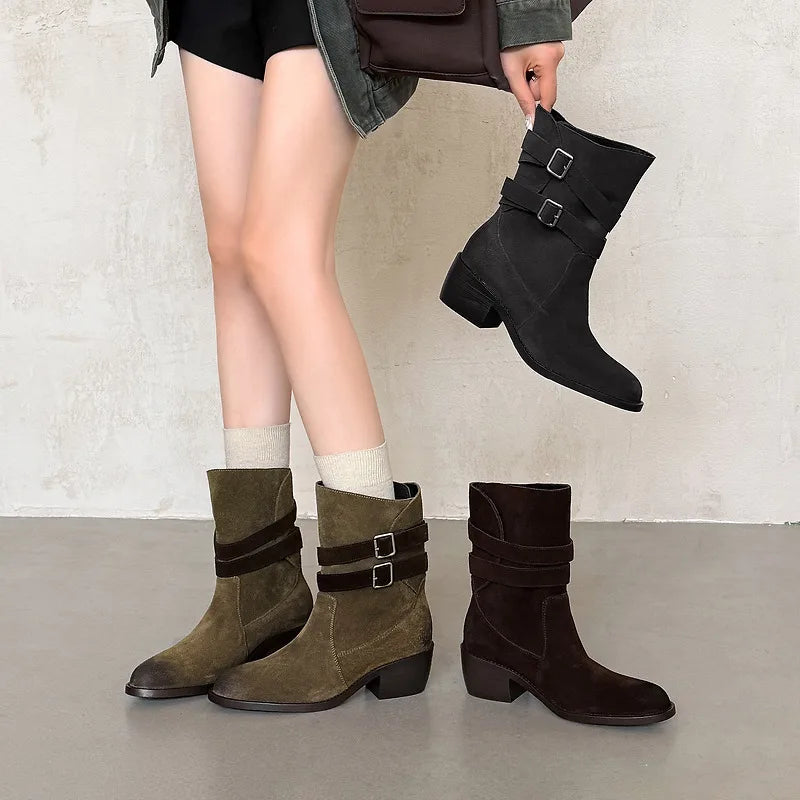 Stivali Western Sienna in Vera Pelle