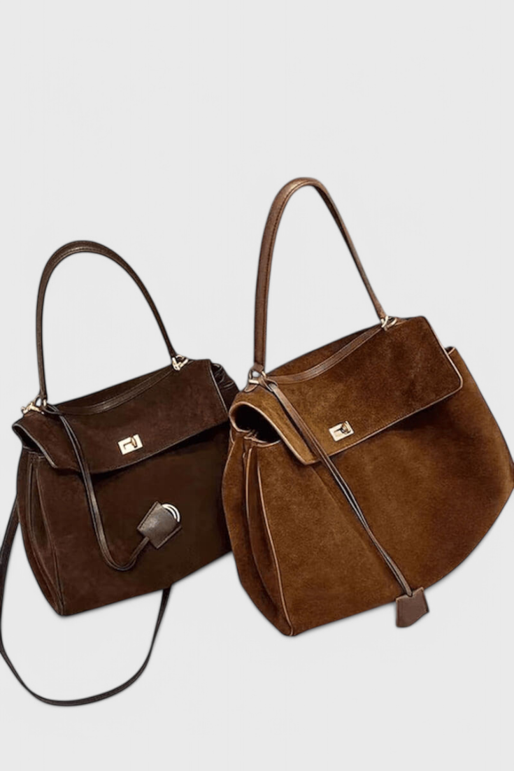 Borsa a tracolla in camoscio color henné