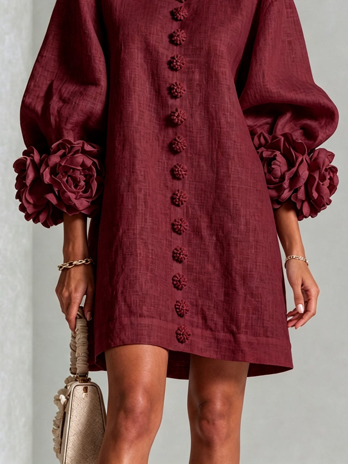 Camellia | Miniabito con Polsini a Rosetta