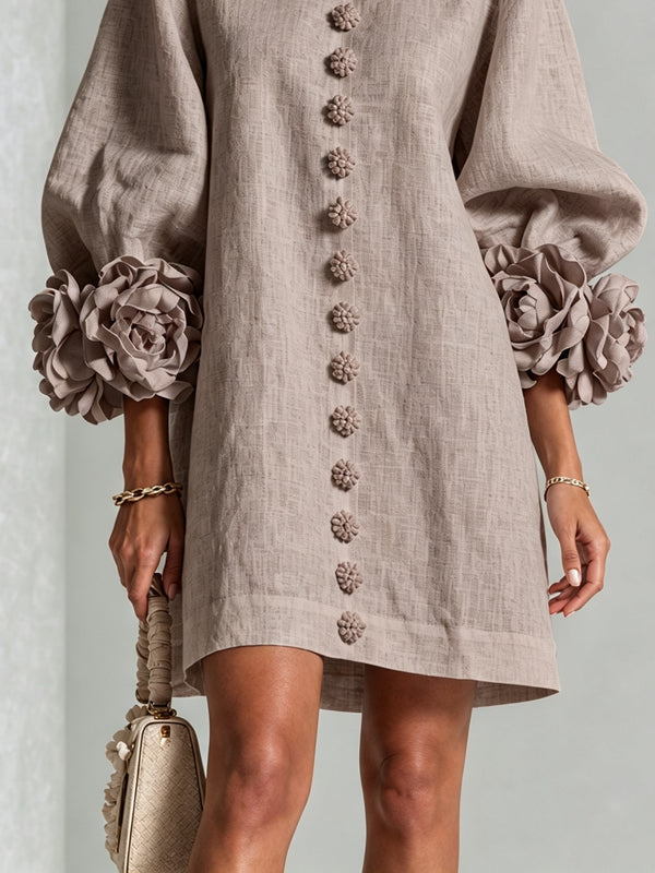 Sadie | Miniabito con bottoni e polsini a fiori