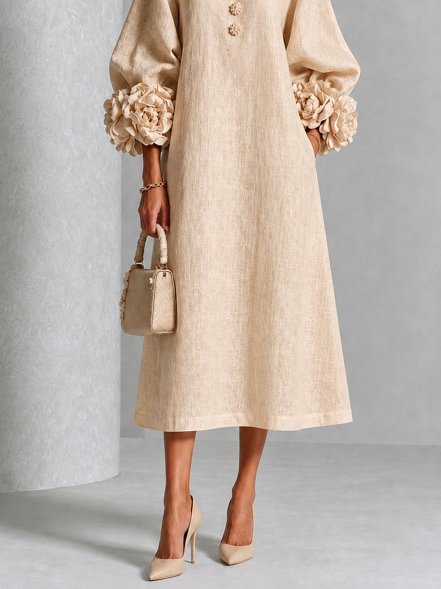 Rosanne | Abito midi con polsini a rosetta