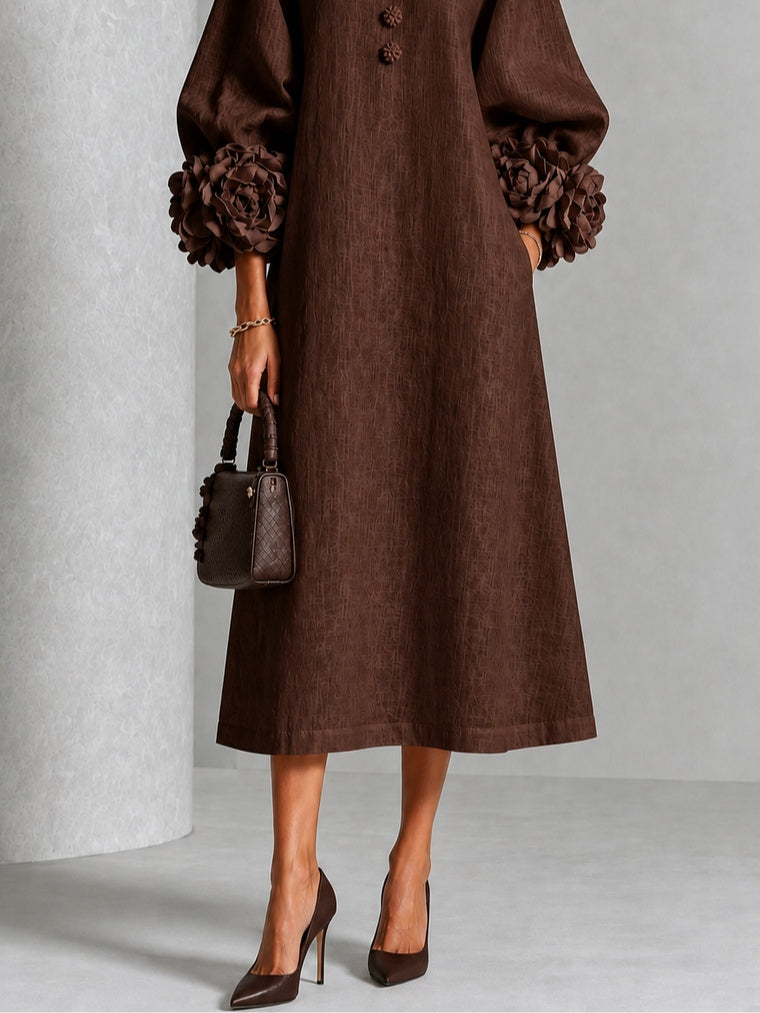 Beverly | Abito Midi con Polsini a Rosetta
