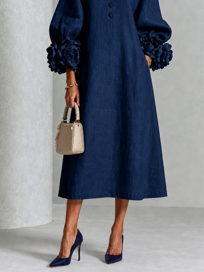Danica | Abito midi con polsini floreali