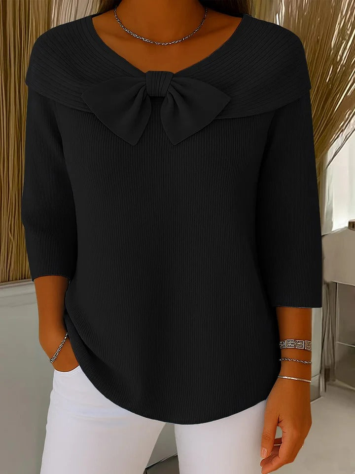 Wendeline | Maglione con fiocco e scollo rotondo