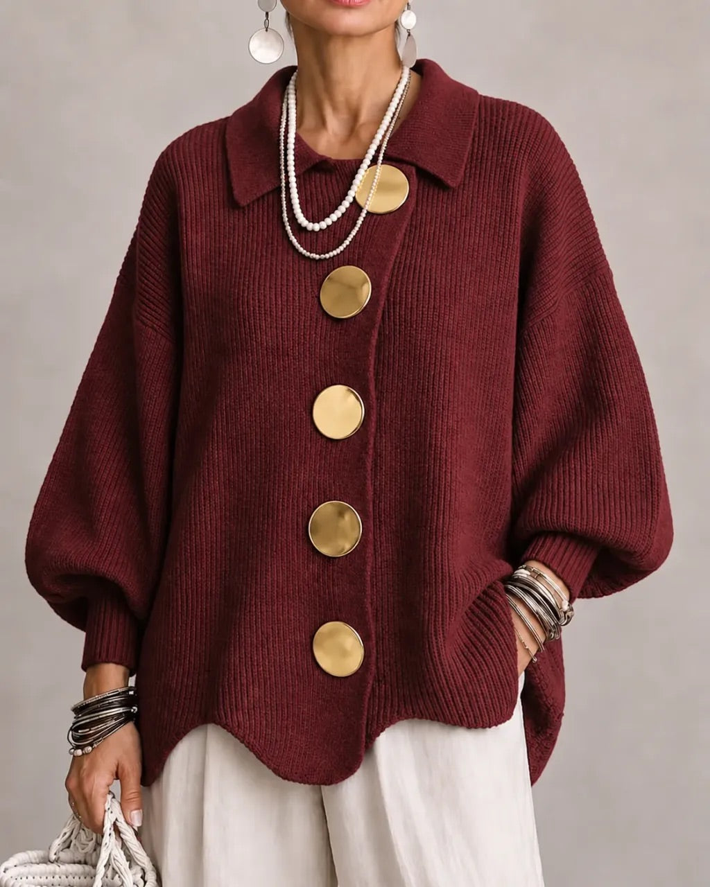 Karina - Cardigan Oversize con Collo e Bottoni