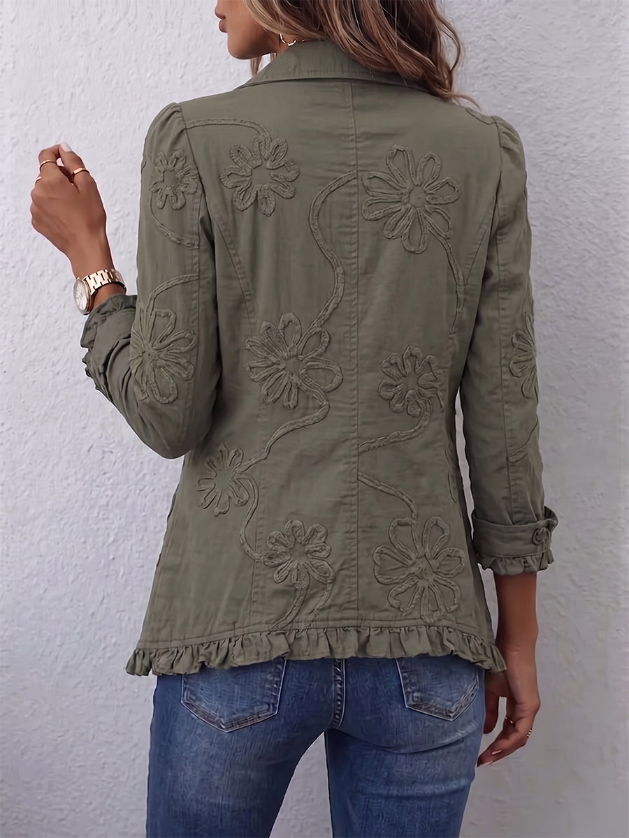 Faustine | Giacca Utility Boho Ricamata con Fiori