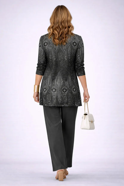Vera | Completo a tre pezzi Paisley nero e argento