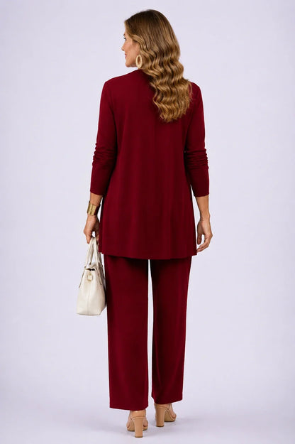 Holly | Completo a tre pezzi floreale bordeaux