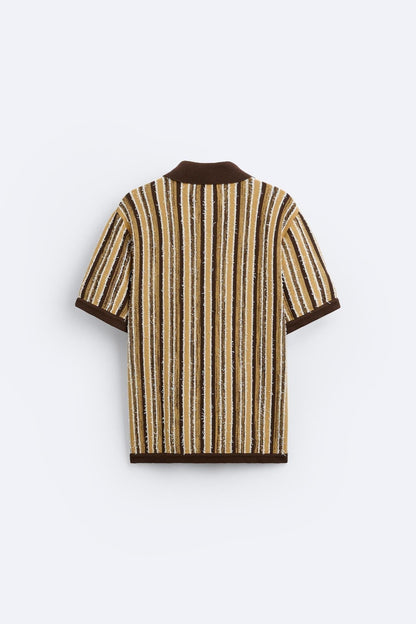 Polo in maglia rétro con motivo a righe
