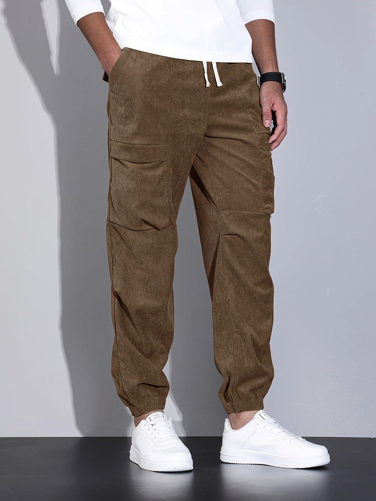 PANTALONI CARGO IN VELLUTO A COSTE