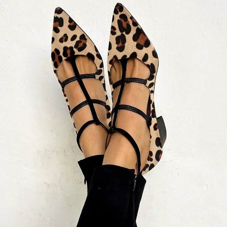 Sandali con lacci a stampa leopardata Bridget
