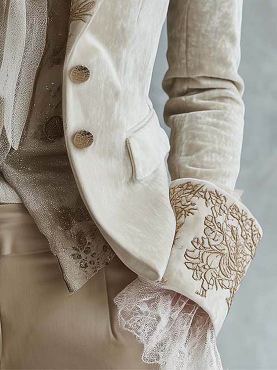 Constanza | Blazer Sartoriale Ricamato Avorio