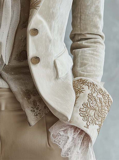 Constanza | Blazer Sartoriale Ricamato Avorio