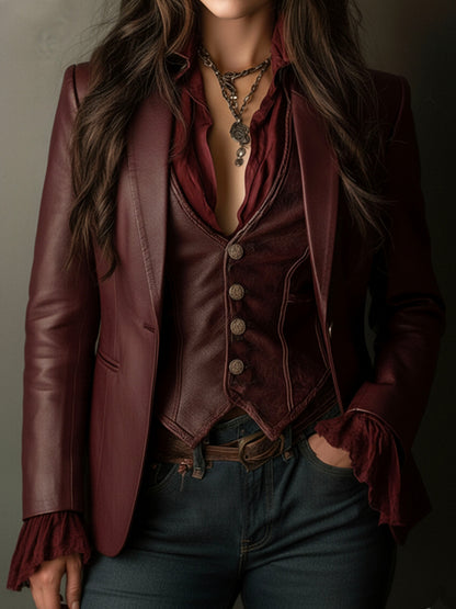 Blazer vintage in ecopelle bordeaux