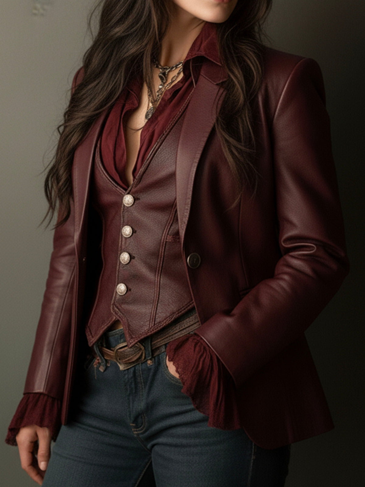 Blazer vintage in ecopelle bordeaux