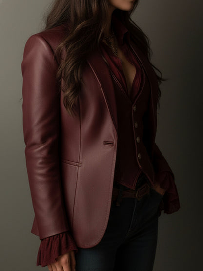 Blazer vintage in ecopelle bordeaux
