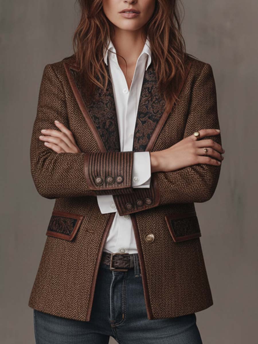 Hollis | Blazer con motivo chevron e pannelli