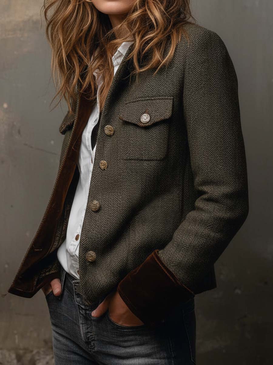 Dolores - Blazer in saia con bordo a contrasto