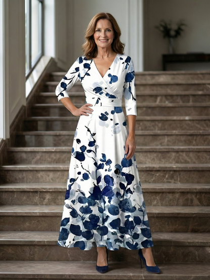 Abito Midi a Portafoglio con Scollo Celine
