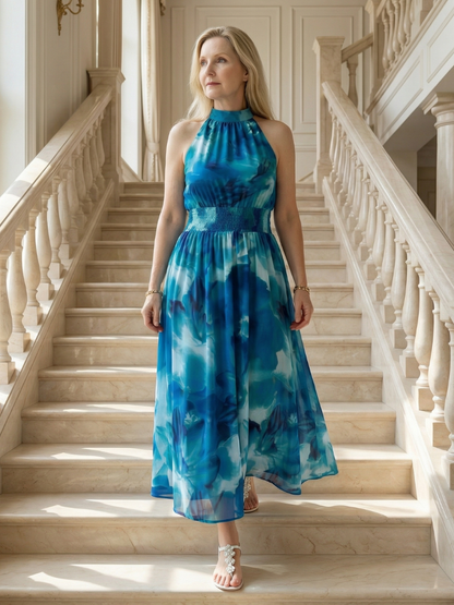 Abito midi con scollo all'americana arricciato Sylin