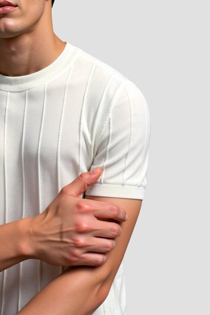 T-shirt a righe girocollo stile Old Money Heavy