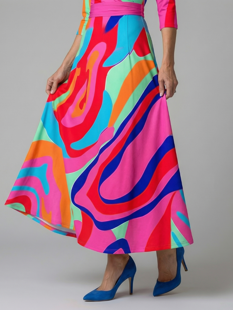 Abito Midi a Portafoglio con Scollo Celine