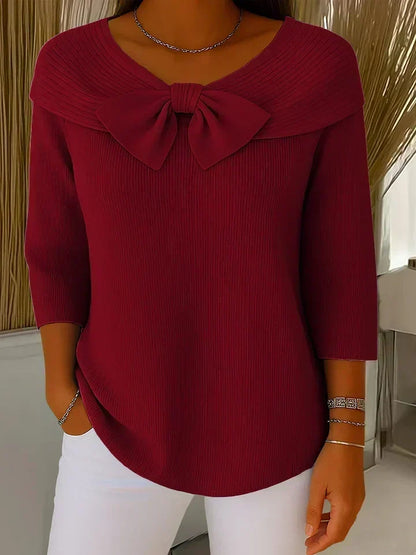 Wendeline | Maglione con fiocco e scollo rotondo