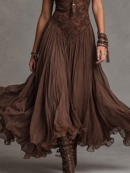 Ophelia | Abito Lungo in Pizzo con Effetto Corsetto