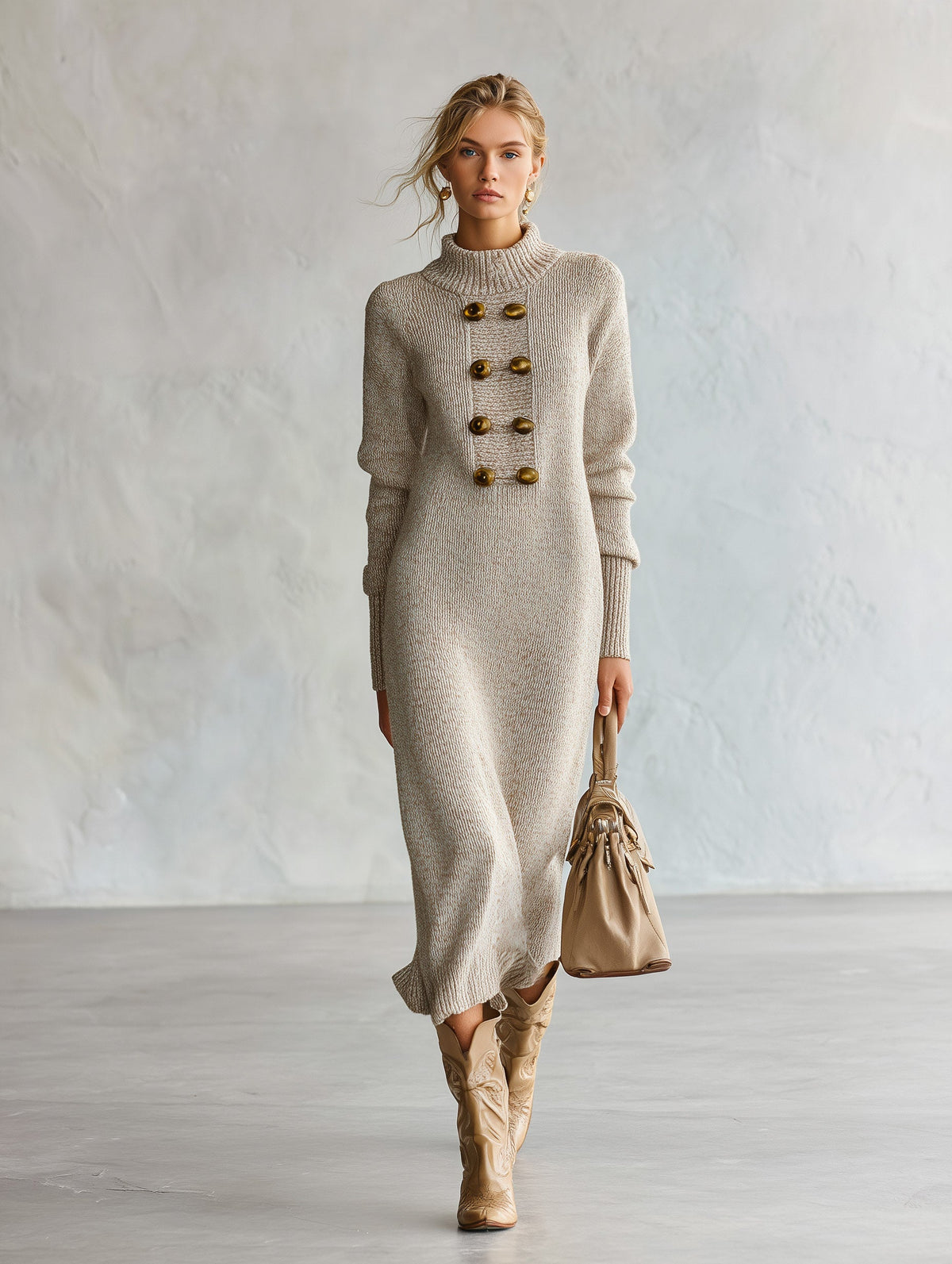 Nardo | Abito Midi in Maglia con Bottoni