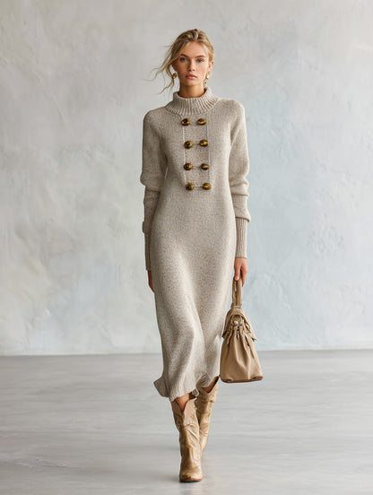 Nardo | Abito Midi in Maglia con Bottoni