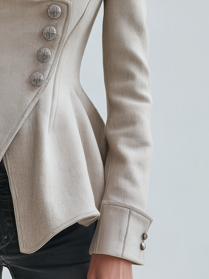 Blazer asimmetrico avorio raffinato con bottoni