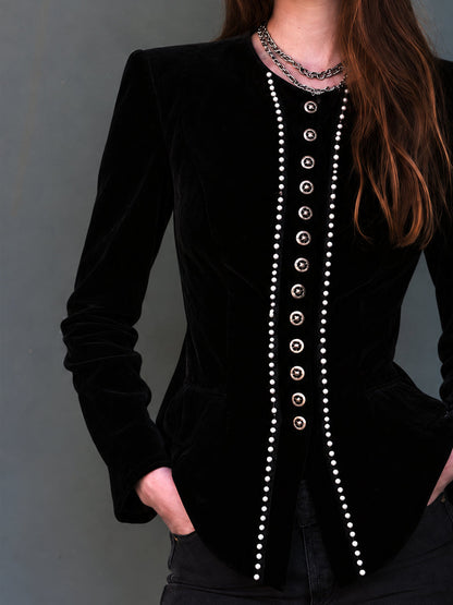 Blazer in velluto Midnight Nomad con perline
