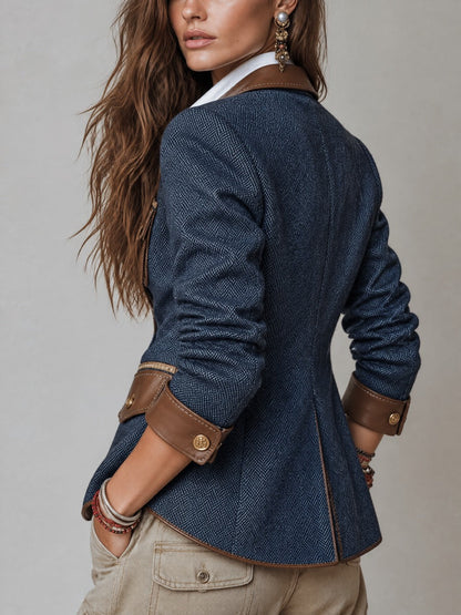 Blazer in similpelle con finitura avorio