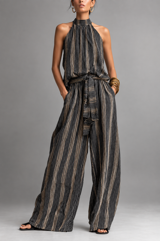 Margarita | Coordinato Top Senza Maniche e Pantaloni a Righe