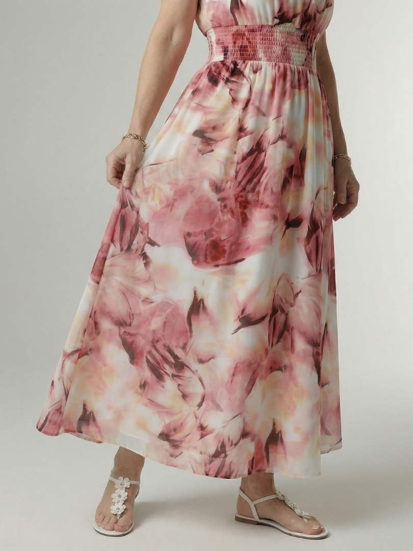 Abito midi con scollo all'americana arricciato Sylin