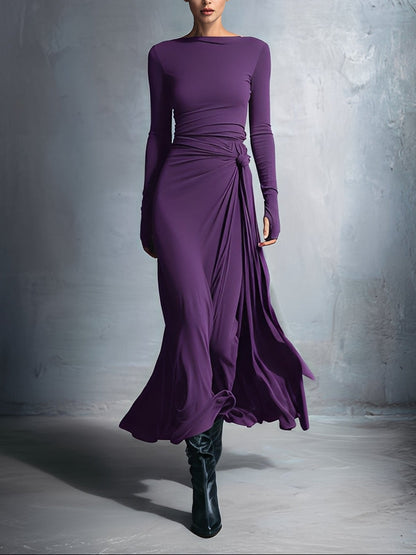 Naomie | Abito maxi con fiocco laterale