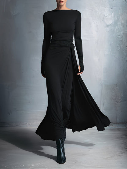 Naomie | Abito maxi con fiocco laterale