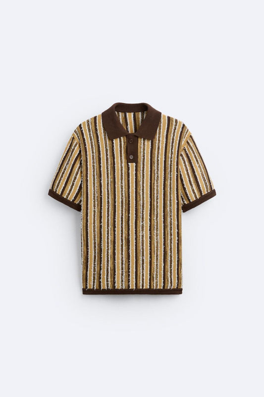Polo in maglia rétro con motivo a righe