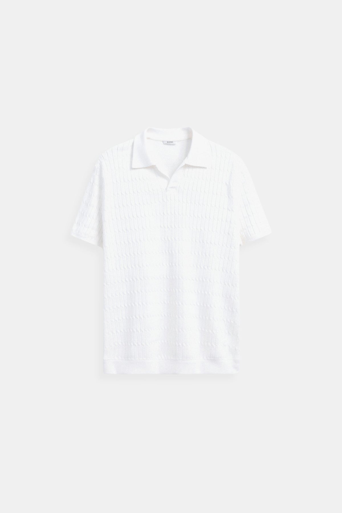 Polo in maglia bianco con motivo testurizzato