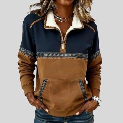 Alvette™ | Pullover con mezza zip e colletto in sherpa
