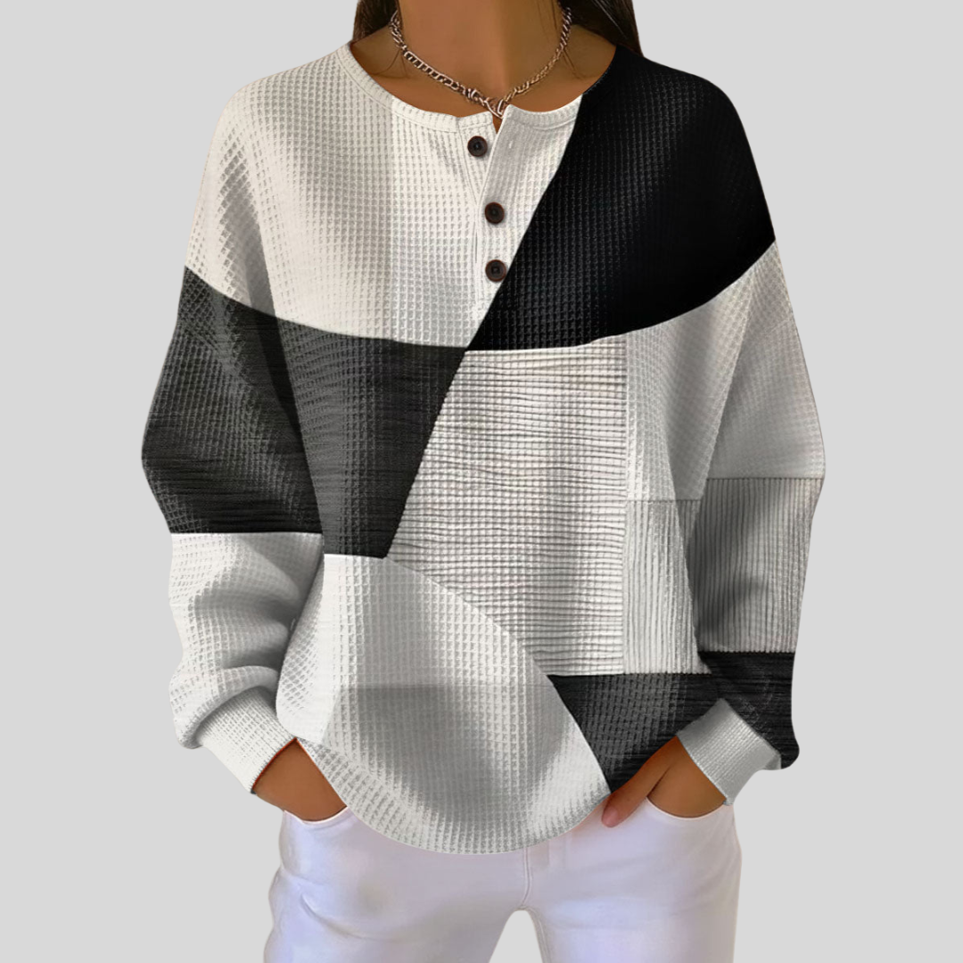 Almira™ | Felpa Henley in maglia waffle
