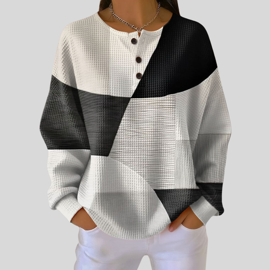 Almira™ | Felpa Henley in maglia waffle