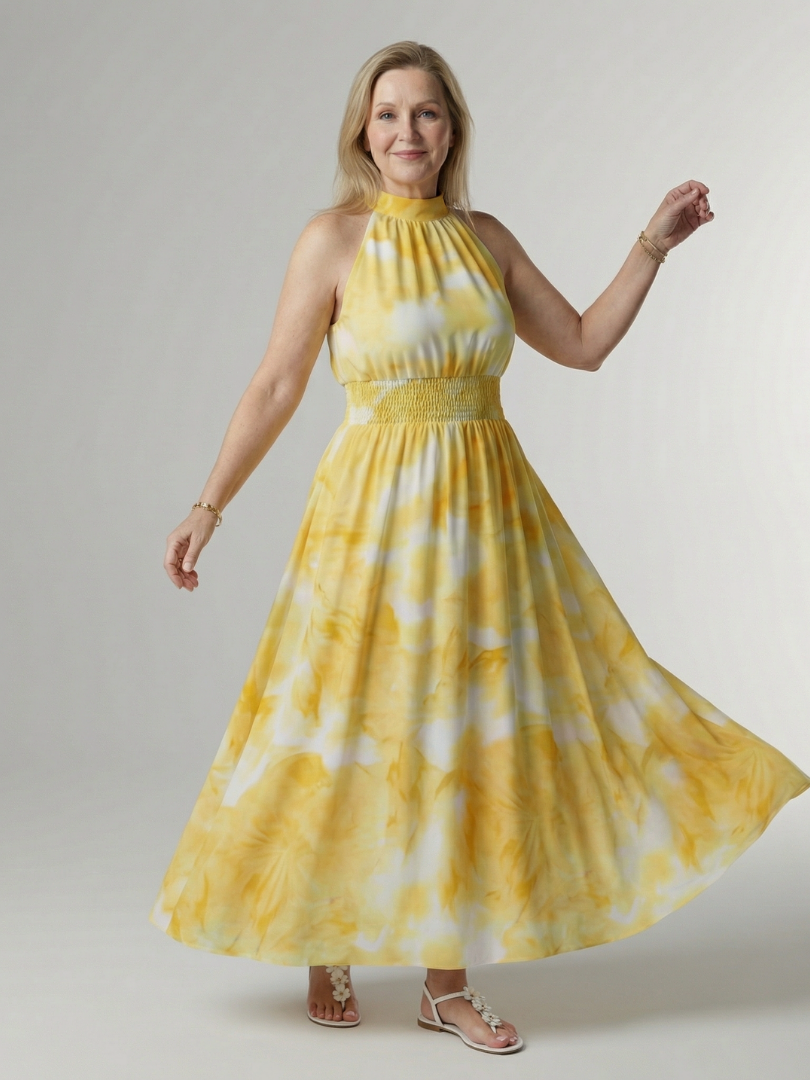Abito midi con scollo all'americana arricciato Sylin