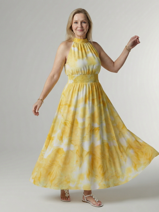 Abito midi con scollo all'americana arricciato Sylin