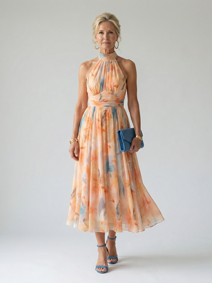 Abito midi con scollo all'americana morbido Elin