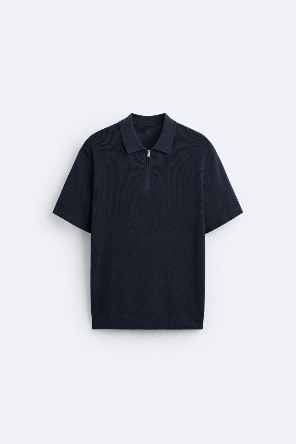 Elegante polo in maglia con zip